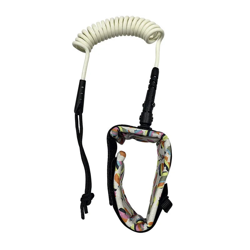 A high elastic surfboard hand holding rope, shown in a random colour, for securing boards.