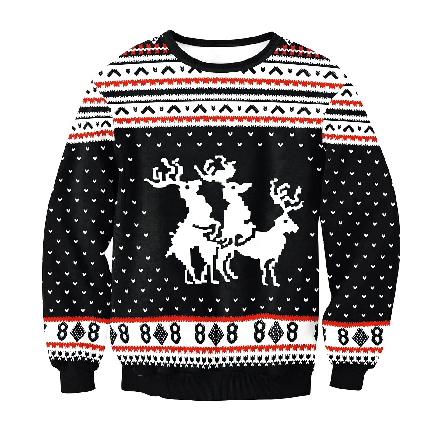 Cartoon Vacation Santa Elf pullover in cotton, full sleeves 60-70cm, O-neck for women and men, casual winter top sizes S-XL