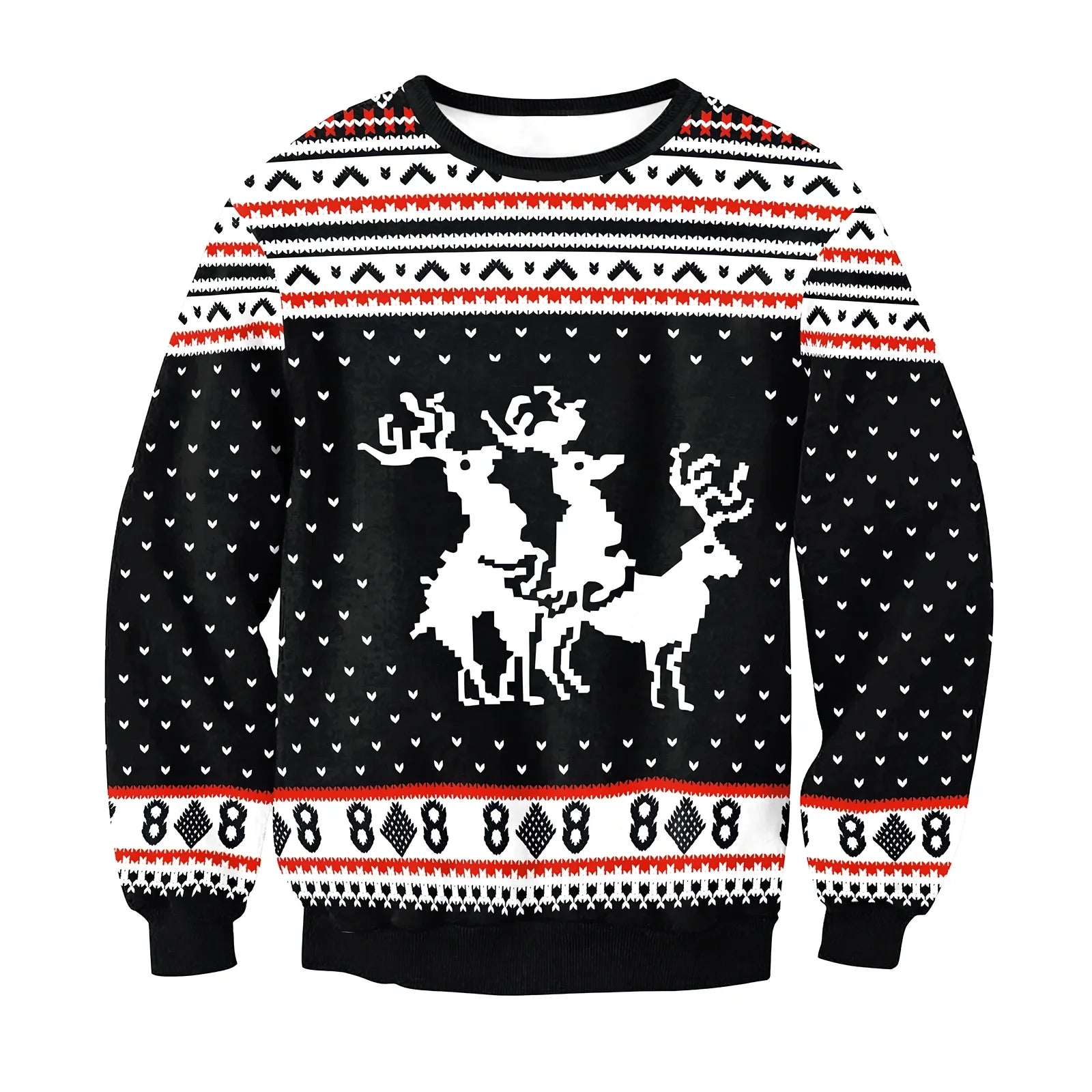 Cartoon Vacation Santa Elf pullover in cotton, full sleeves 60-70cm, O-neck for women and men, casual winter top sizes S-XL