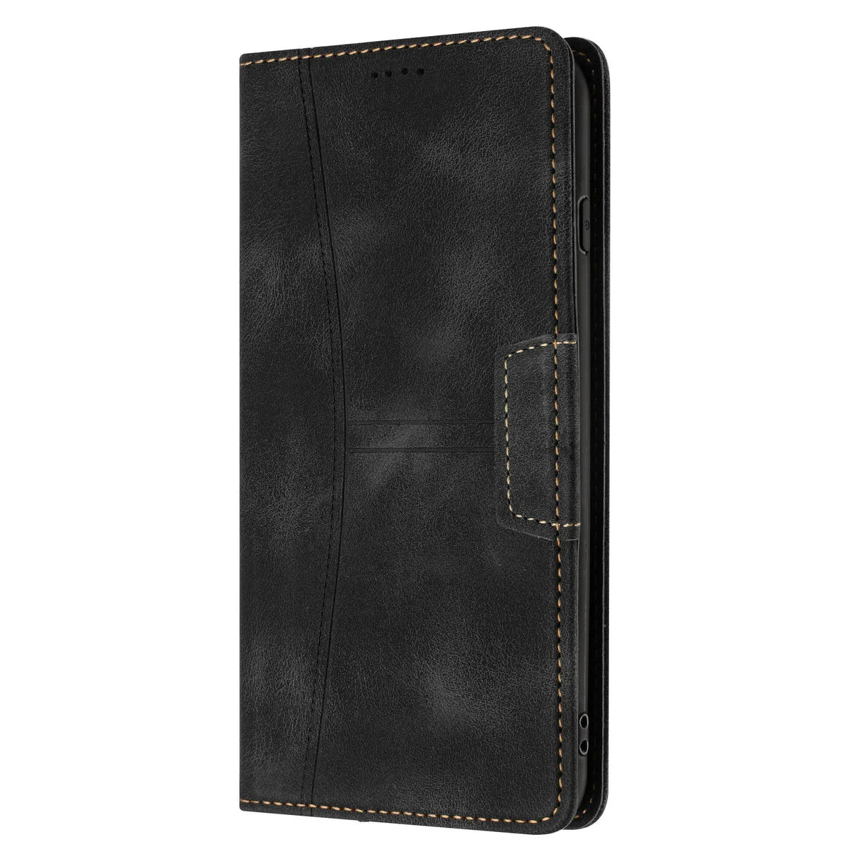 Samsung PU leather phone case in black with multi-card insert slot and built-in kickstand