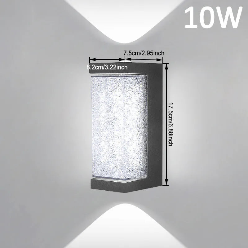 Modern minimalist indoor crystal wall lamp 220V square warm light 3000K on white wall