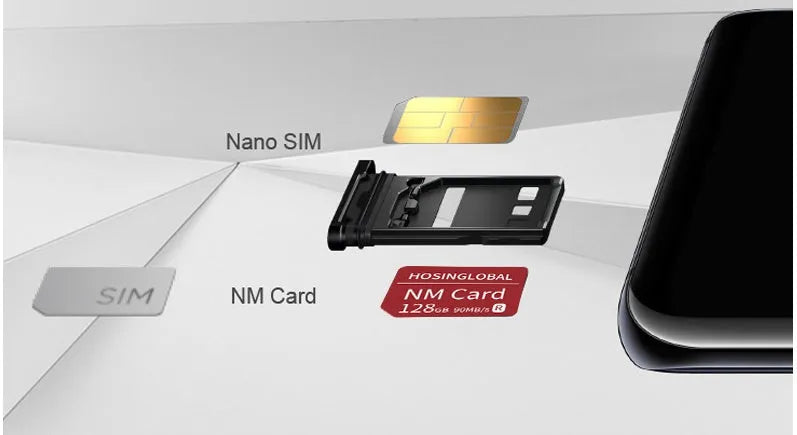 Red Huawei NM memory card 128G capacity with 90 MB/s read write speed for mobile phones