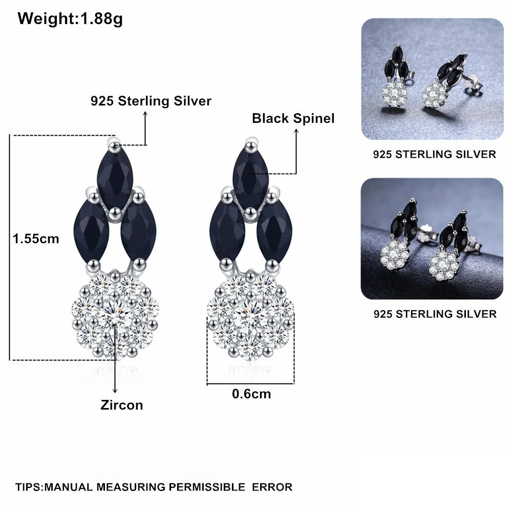 Full diamond round zircon copper-plated earrings in black, elegant and durable women's jewellery
