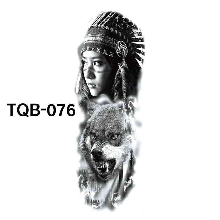 Waterproof full arm tattoo sticker with vibrant designs for temporary body art