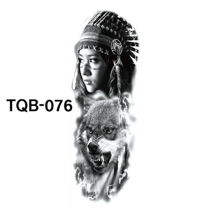 Waterproof full arm tattoo sticker with vibrant designs for temporary body art