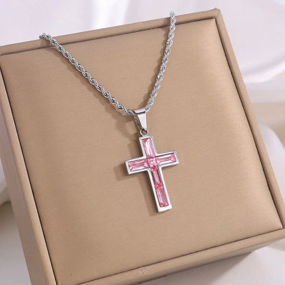 European and American style diamond cross necklace with no colour fading