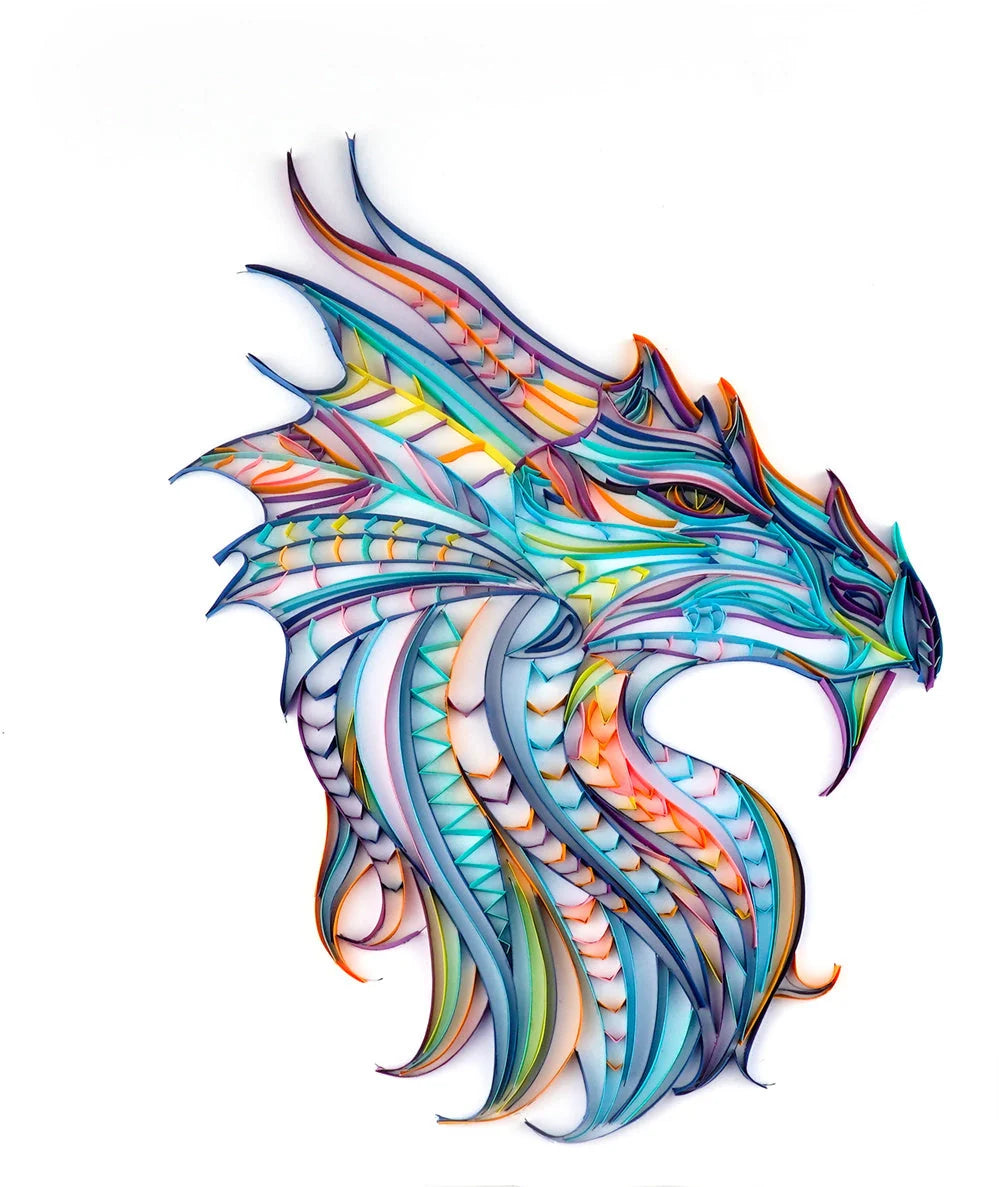 Handmade quilted paper painting craft kit with tools and variety of designs