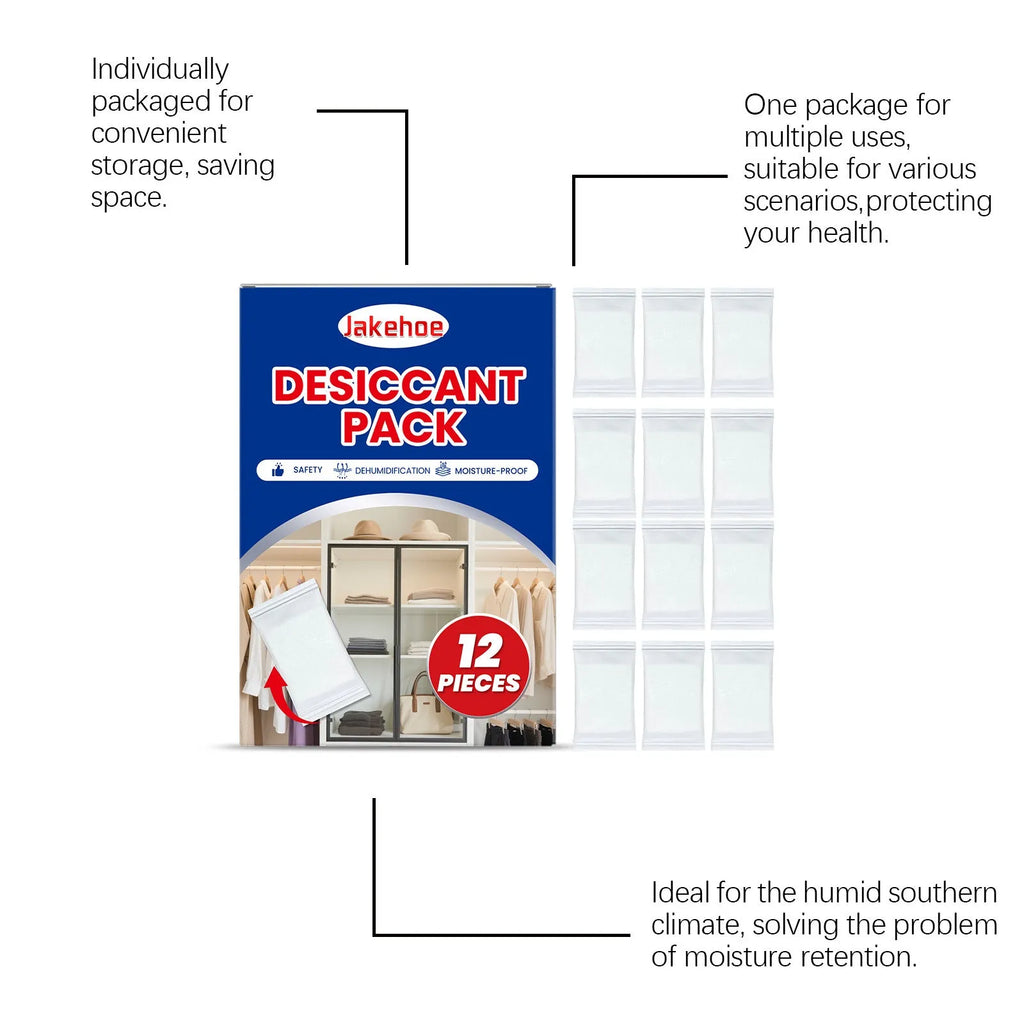 12 calcium chloride household desiccant packs for wardrobe and cupboard moisture control
