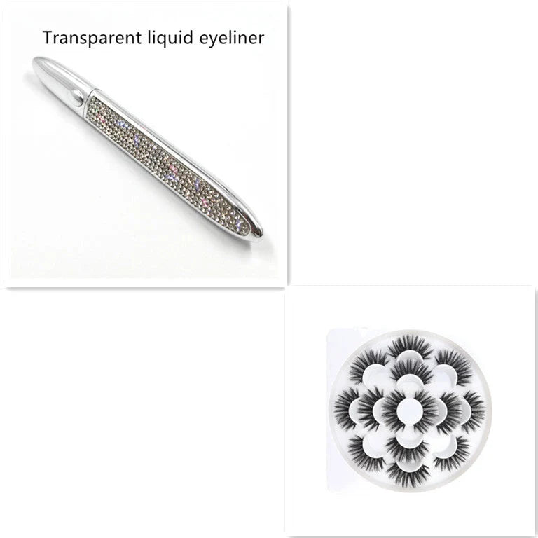 Multicolour self-adhesive false eyelashes with eyeliner for easy application