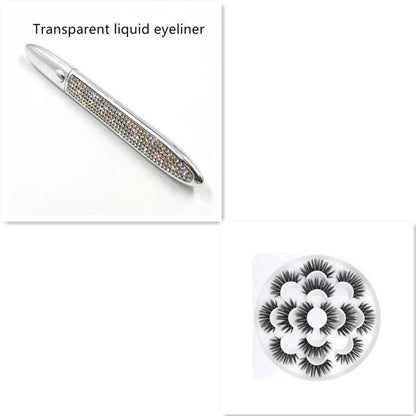 Multicolour self-adhesive false eyelashes with eyeliner for easy application