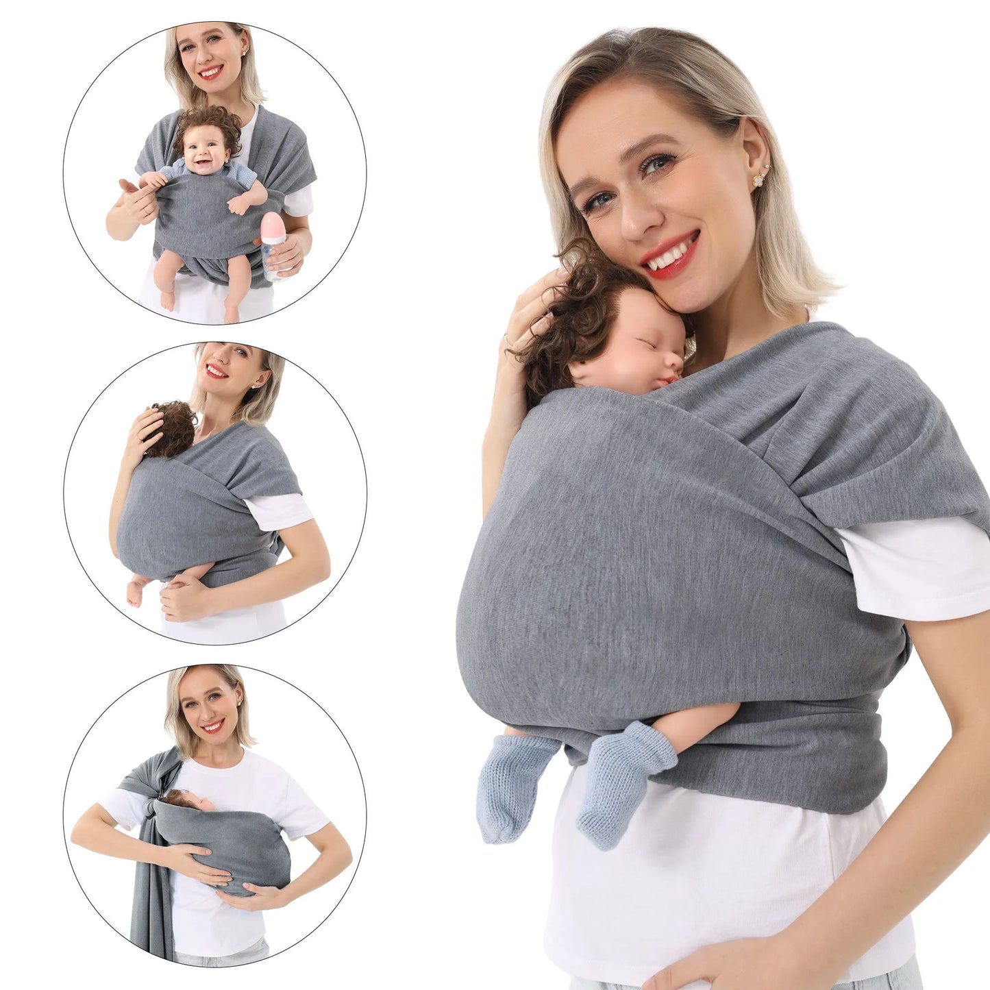 Multi-functional baby carrier wrap scarf in various colors for secure and comfortable baby carrying