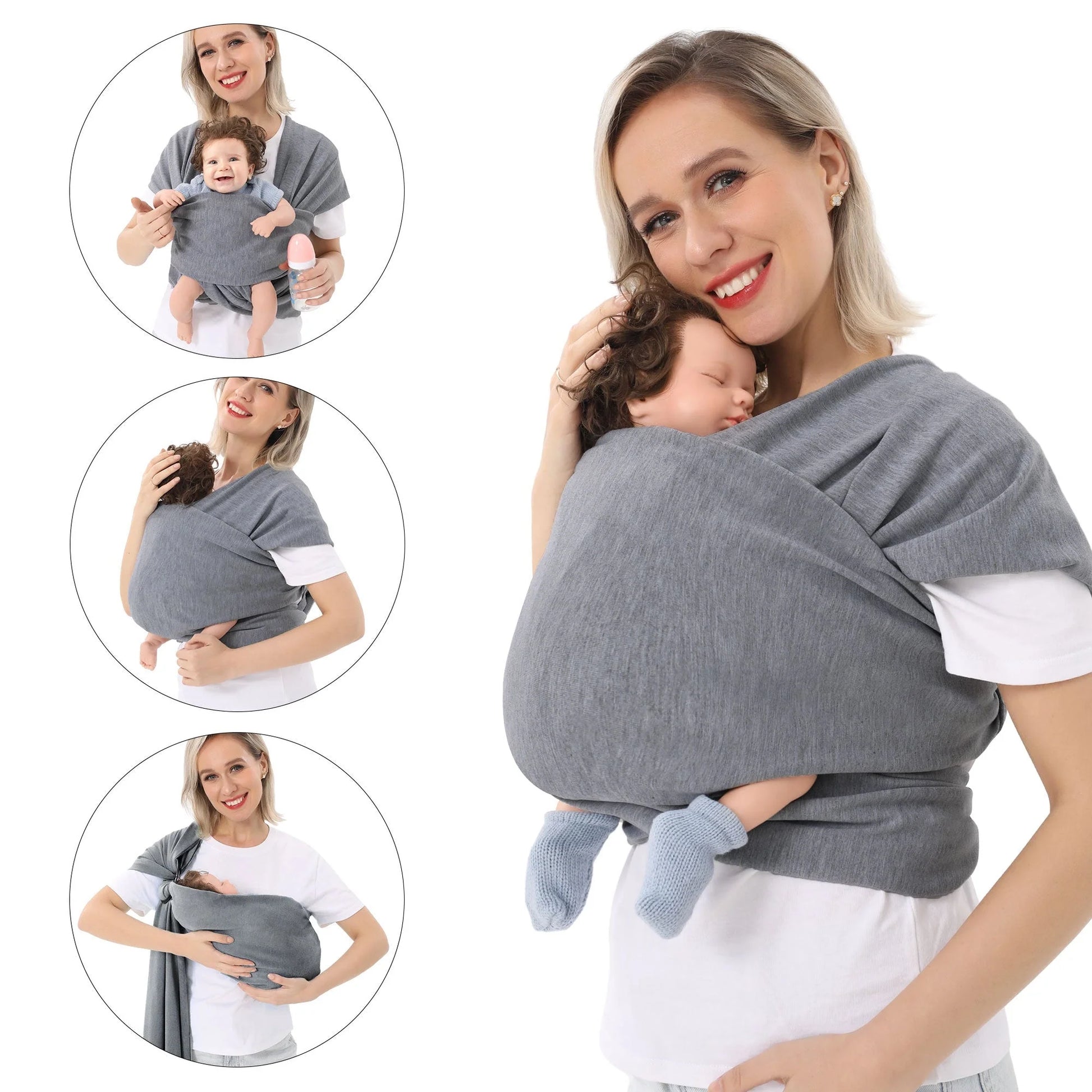 Multi-functional baby carrier wrap scarf in various colors for secure and comfortable baby carrying