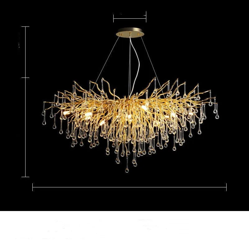 Postmodern light luxury water drop crystal chandelier aluminium frame 600mm diameter 9W LED