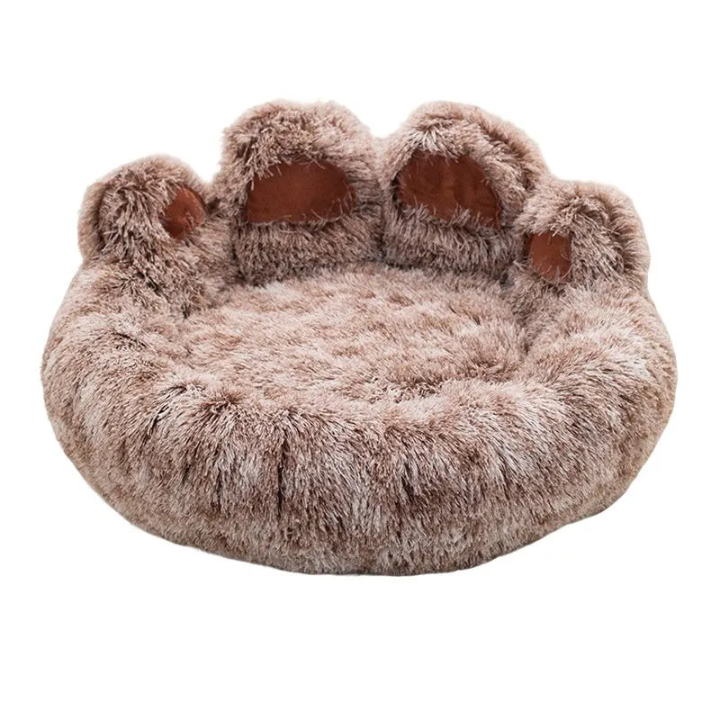 Two-color thickened plush pet bed for dogs in double silk gray with hand-shaped brush nest finish, 50cm diameter