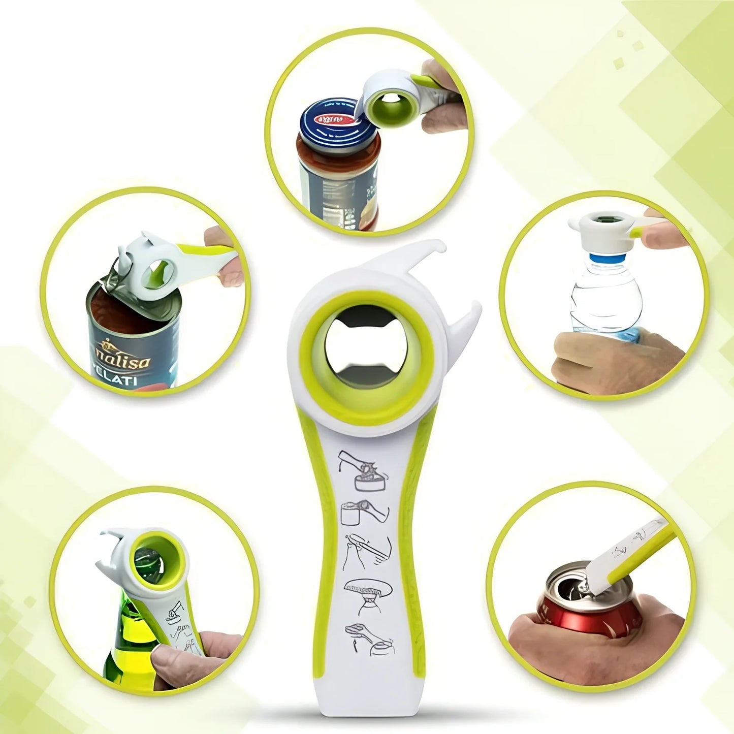 Stainless steel multifunction kitchen opener with bottle opener and corkscrew functions