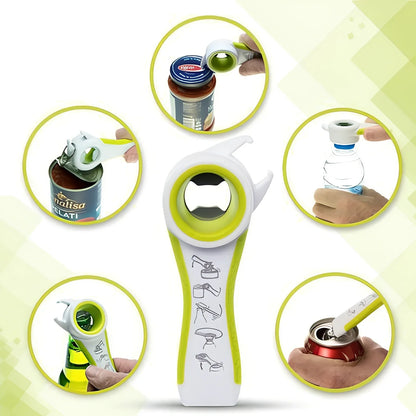 Stainless steel multifunction kitchen opener with bottle opener and corkscrew functions