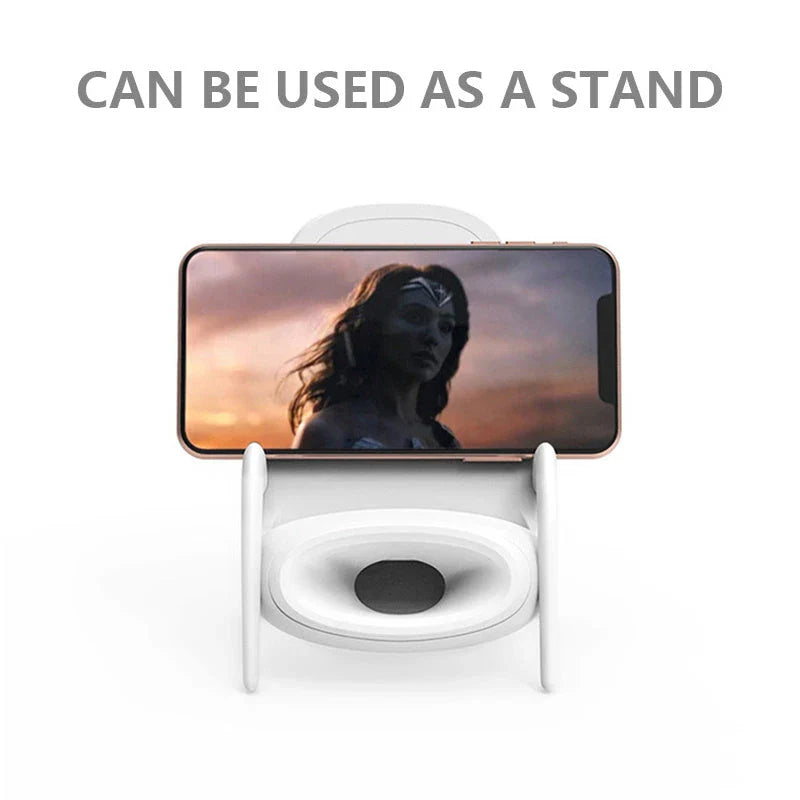 Stylish wireless charging stand with Kawaii design, available in white and black colors, provides fast charging and compact desk organization