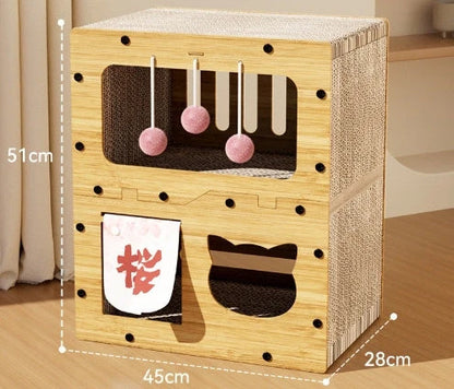 Durable sisal cat scratch board with integrated nest, perfect for protecting furniture and providing comfort for your cat