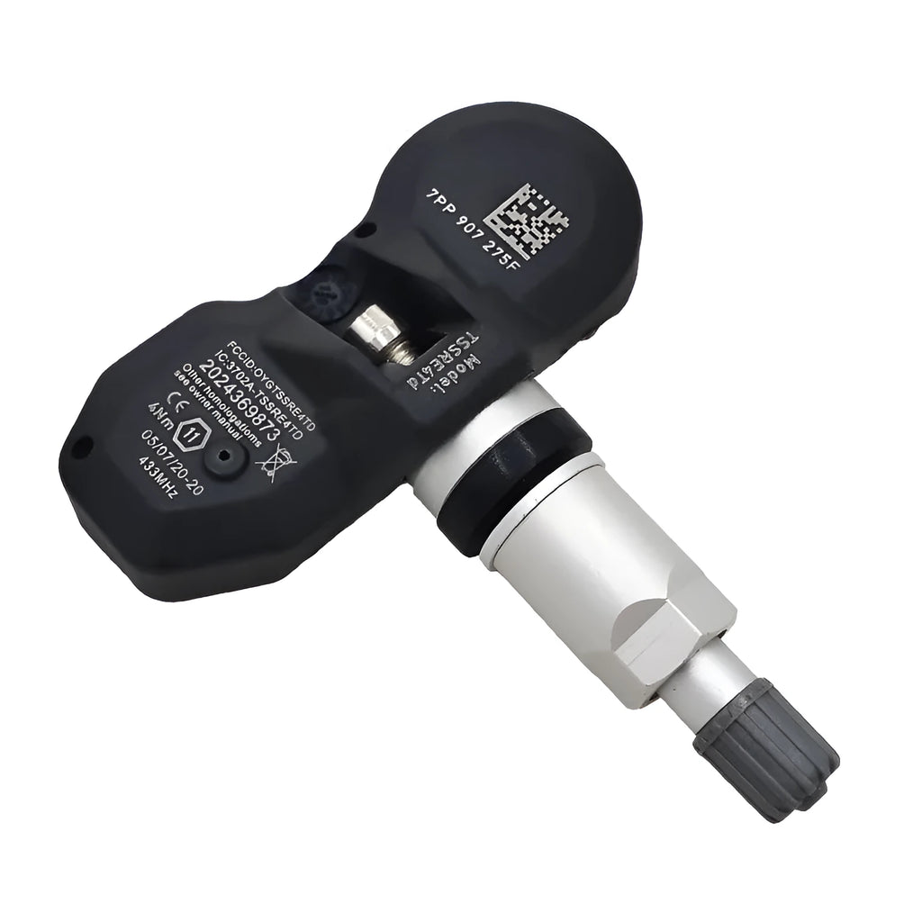 Four black Audi-compatible TPMS tyre pressure monitoring sensors for wheel-mounted installation