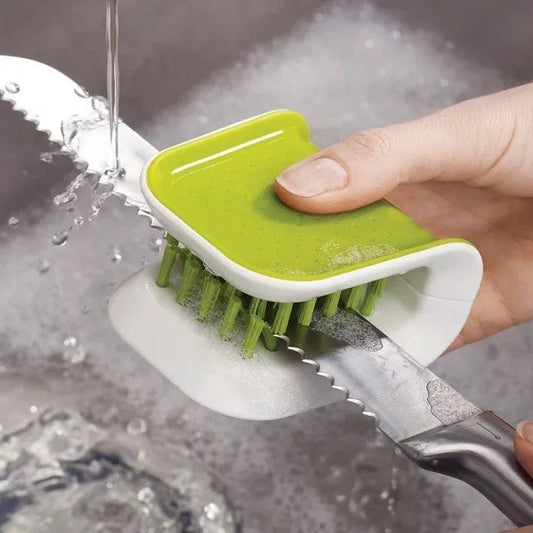 Versatile Knife & Cutlery Cleaner Brush - A Kiwi Kitchen Essential with Clever U-shaped Design and Durable Construction