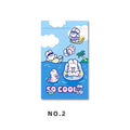 Green, blue, purple and pink rectangle packaging bags with cute rabbit designs for snacks and gifts.