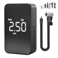 Wireless digital tyre inflator pump with large display showing pressure reading