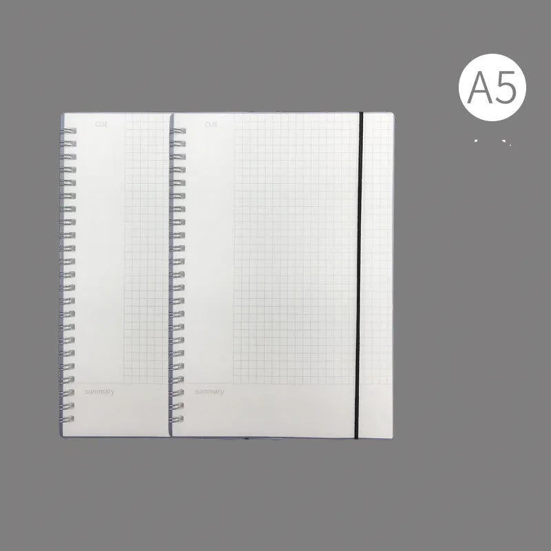 A4 hard surface accounting notebook with PP cover showing grid, line, and lattice ruling options