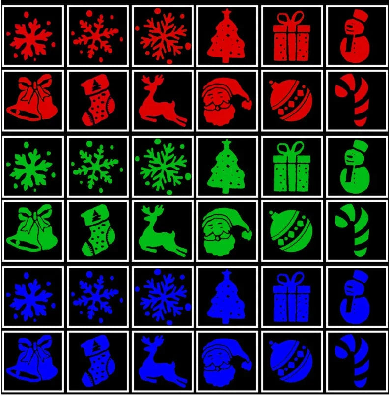 Christmas LED Laser Projector with colourful rotating patterns for festive decorations