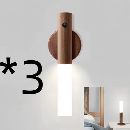 Smart Sensor LED Desk Lamp in coffee wood, 182mm tall with 500mAh battery and warm white 1W light