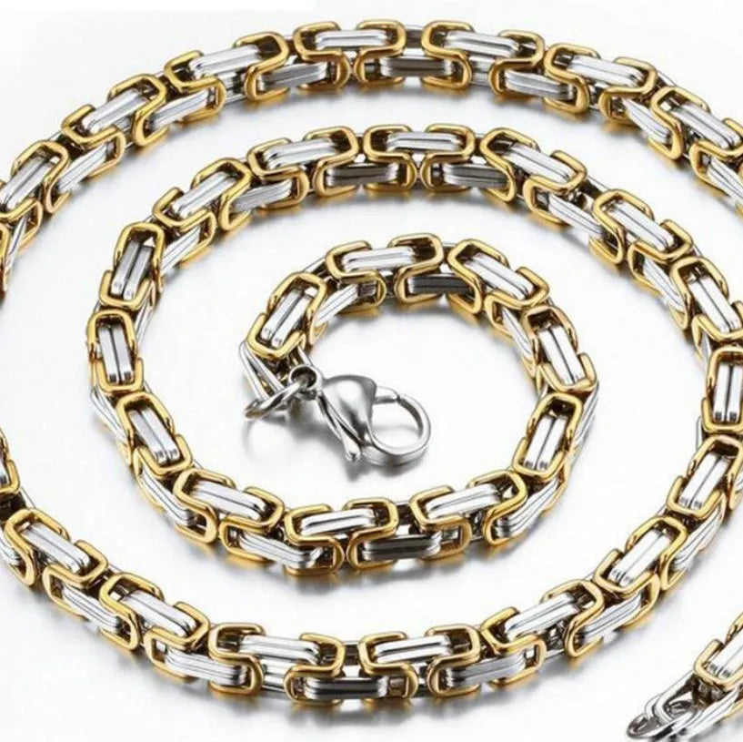 Stainless steel punk necklace in steel colour with 5mm chain and 55cm length