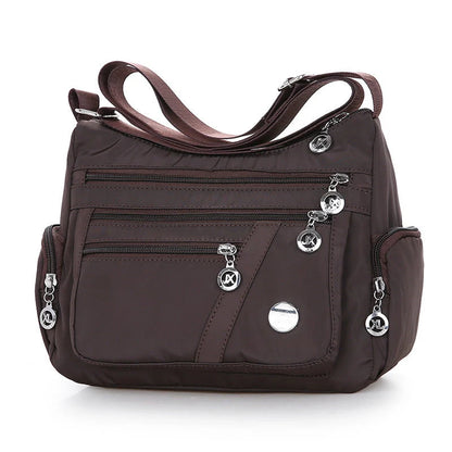 Ladies multi-layer square waterproof nylon messenger bag in various colors