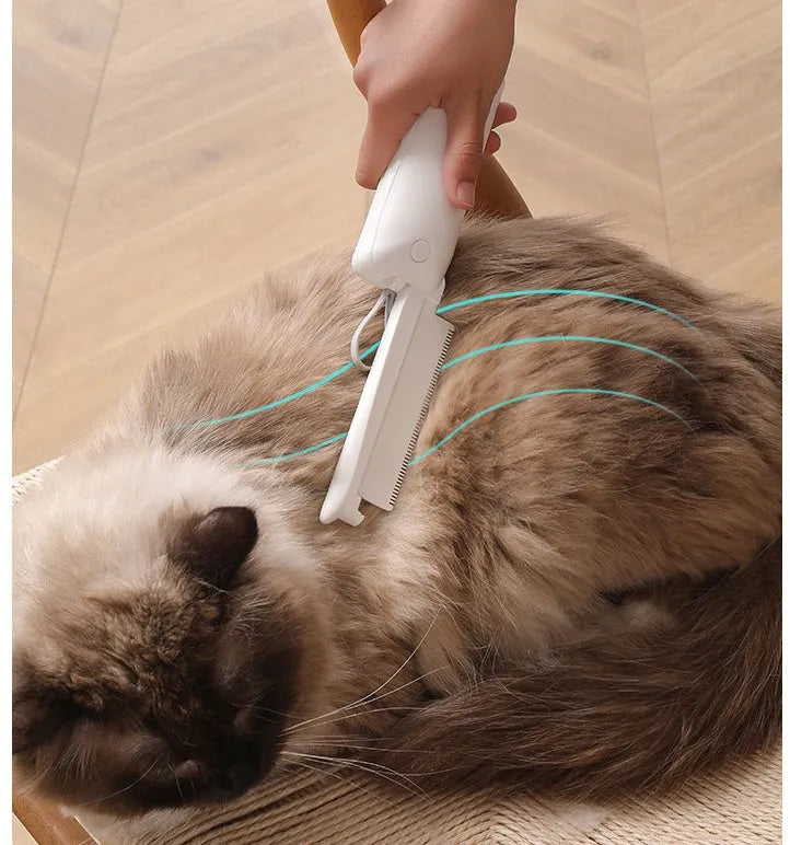 Pink and white ABS plastic pet grooming brush with hair removal and massage functions for dogs and cats
