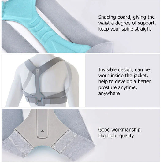 Silver back correction belt with polyester cloth and latex covering showing Velcro closure