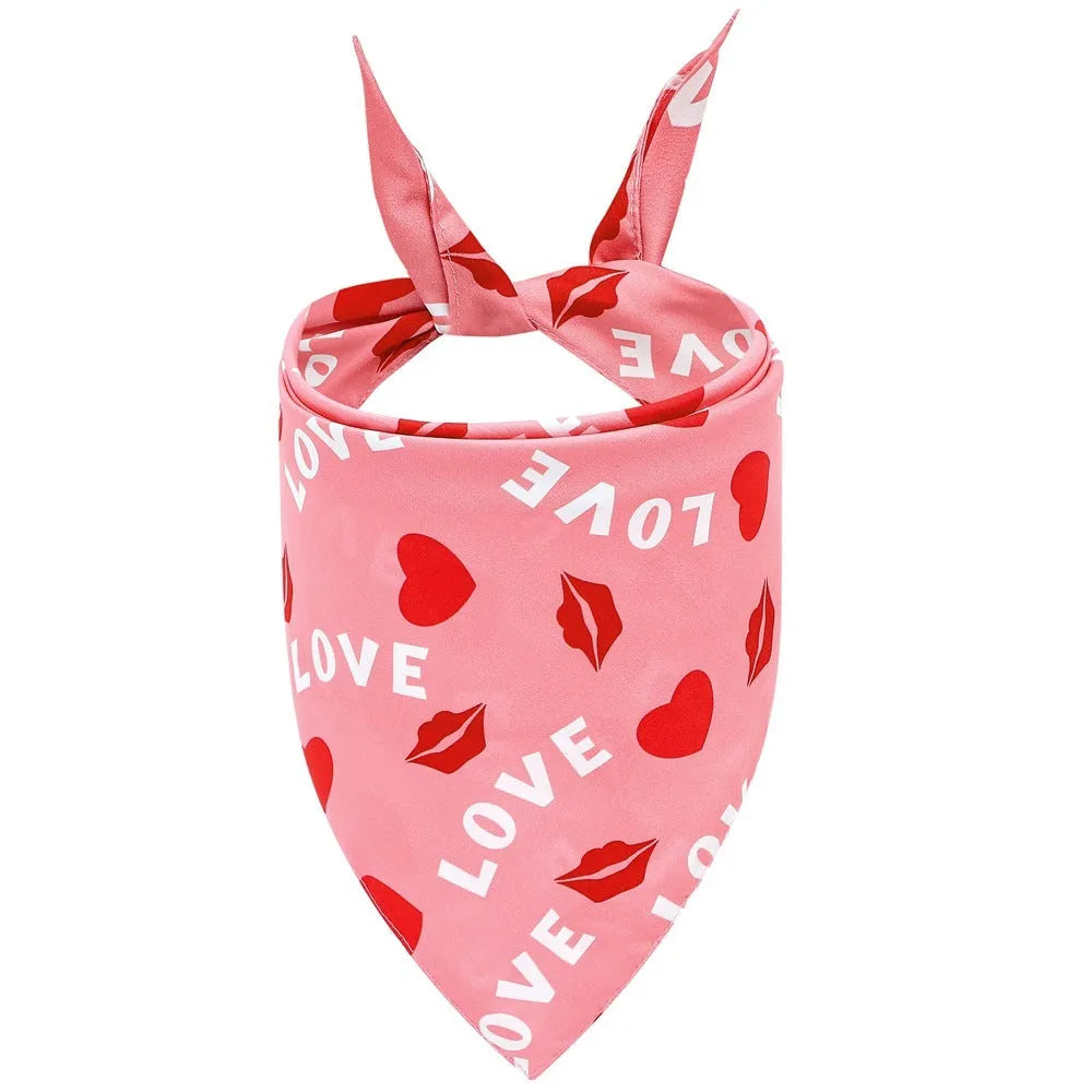 Triangle polyester pet scarf with cartoon print, size L 70x48x48cm, for general dog use