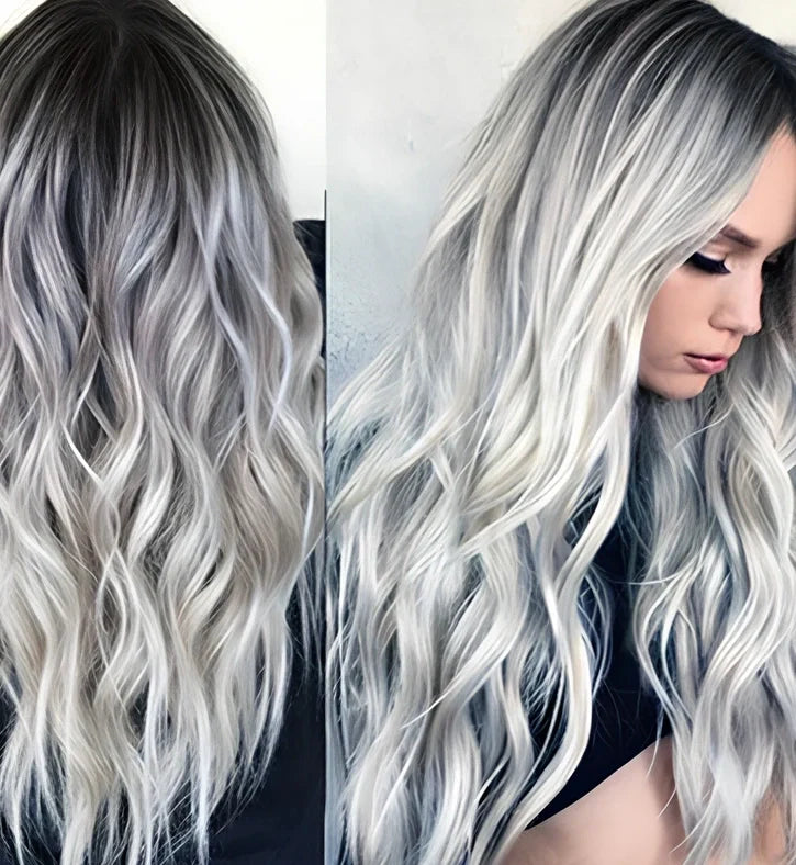 70cm long curly black gradient wig with high temperature wire hairline, fits any face shape and skin tone