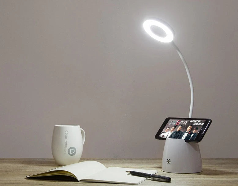 LED folding table lamp with adjustable color temperature and foldable design