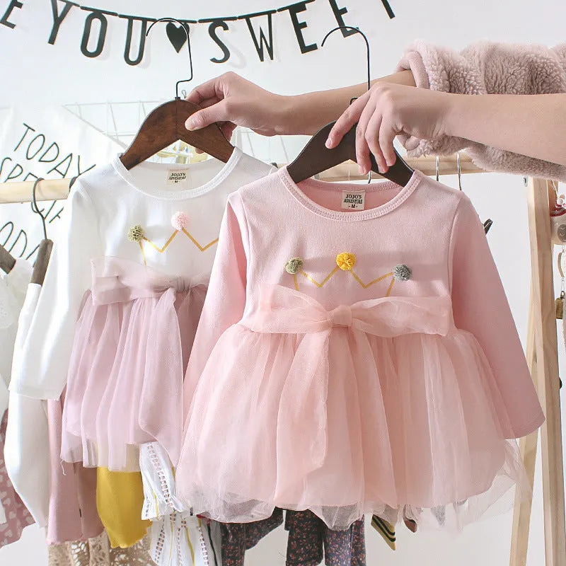 Baby girl bow corduroy dress in cotton fabric, available in multiple colours and sizes 70-100cm