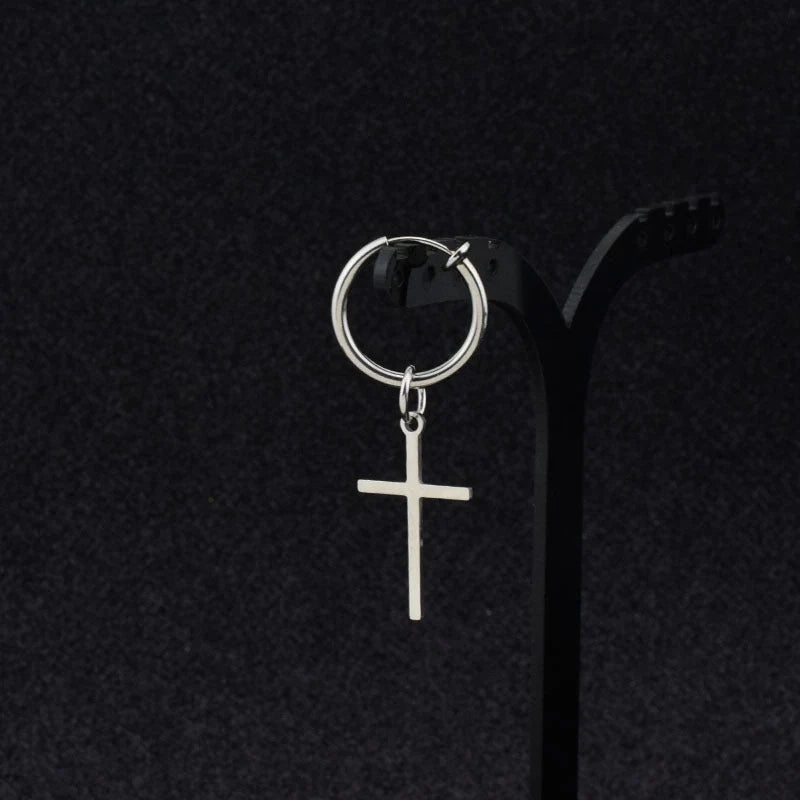 Stainless steel cross stud earrings with precise sizing for sensitive ears