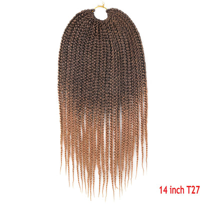 Crochet Senegal box braids extensions in 18 inch 1B colour, three silk braids per piece for easy hair installation
