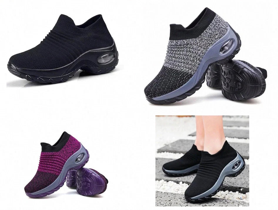 Korean style mesh cloth dancing shoes with wedge heel in various colours