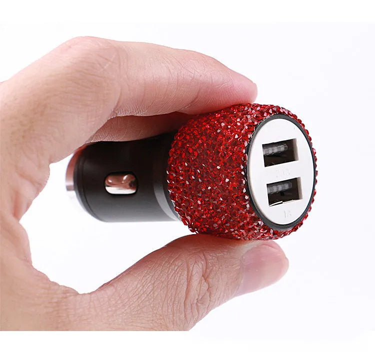 Diamond-cut textured car charger in multiple colours for cigarette lighter sockets