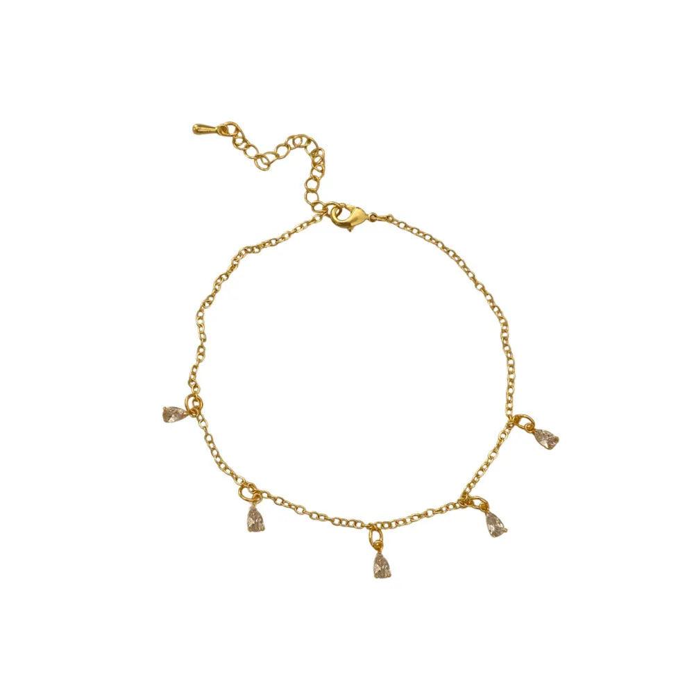 Women's zircon necklace, earrings, and anklet set with geometric meteor shower design.