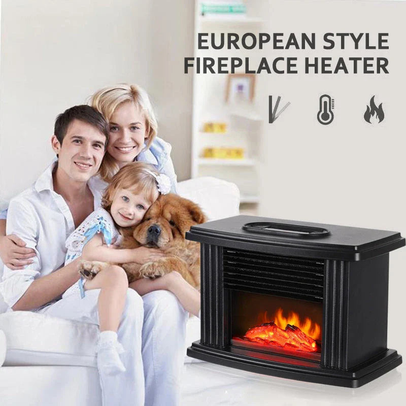 Stylish electric fireplace heater with realistic flame effect and remote control for cozy home decor