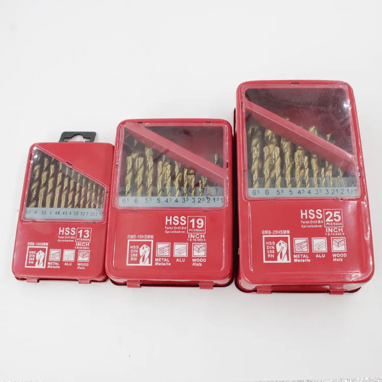Twist drill set with 1.5mm cutting diameter high speed steel external cooling round handle 135 degree tip