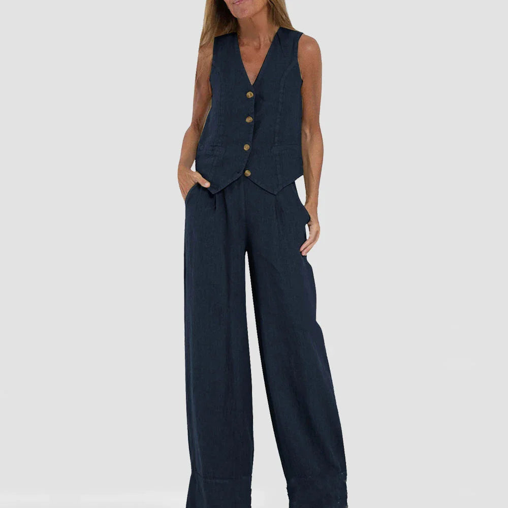 Chic summer vest and pants set for women in various colors and sizes