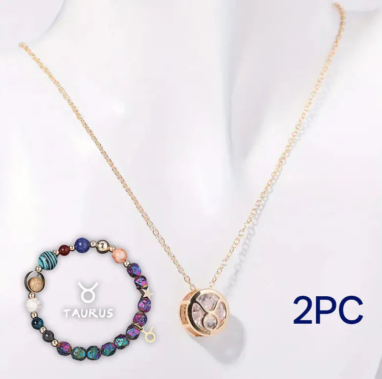 Natural stone beaded necklace and matching bracelet set with gemstone beads