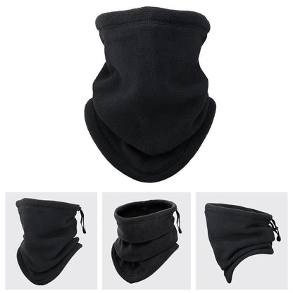 Winter fleece tube scarf mask in black and gray, offering windproof and UV protection