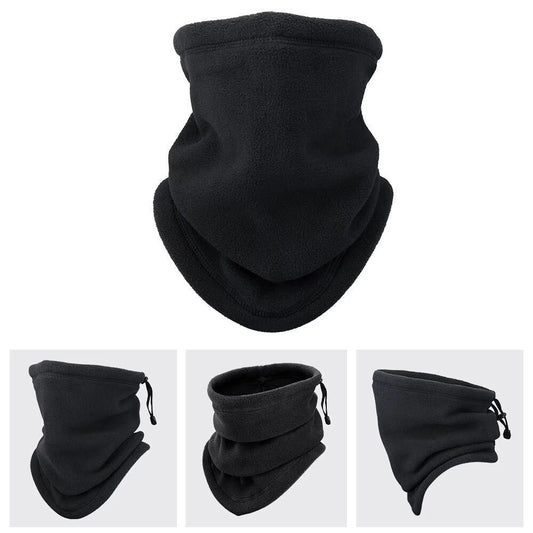 Winter fleece tube scarf mask in black and gray, offering windproof and UV protection
