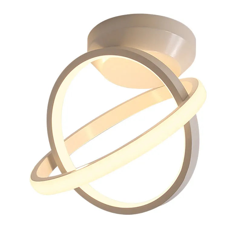 Round 180mm Nordic-style LED ceiling light in white with acrylic shade for corridors and hallways
