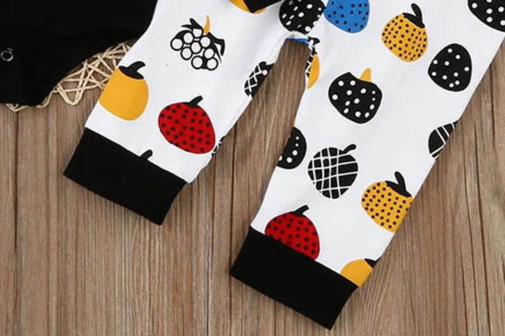 Baby Halloween costume set black cotton letter print top trousers hat for 70-100cm children